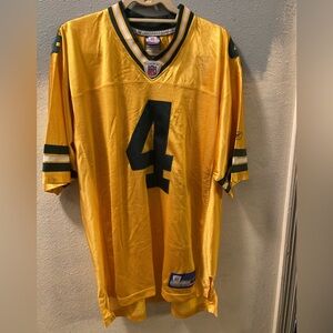 NFL Bret Farve Yellow/Green #4 on the field jersey stitched